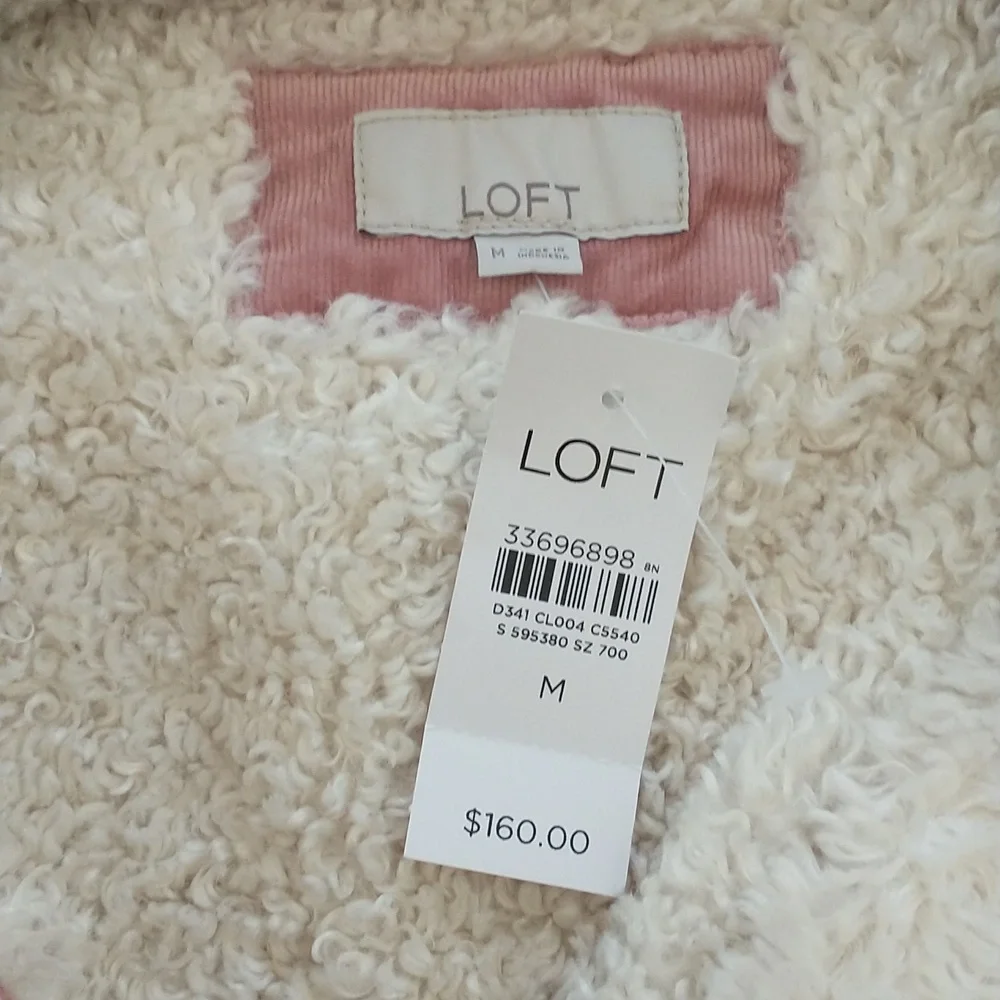 NWT Ann Taylor LOFT Sherpa Lined Corduroy Trucker Jacket Medium - Picture 3 of 10